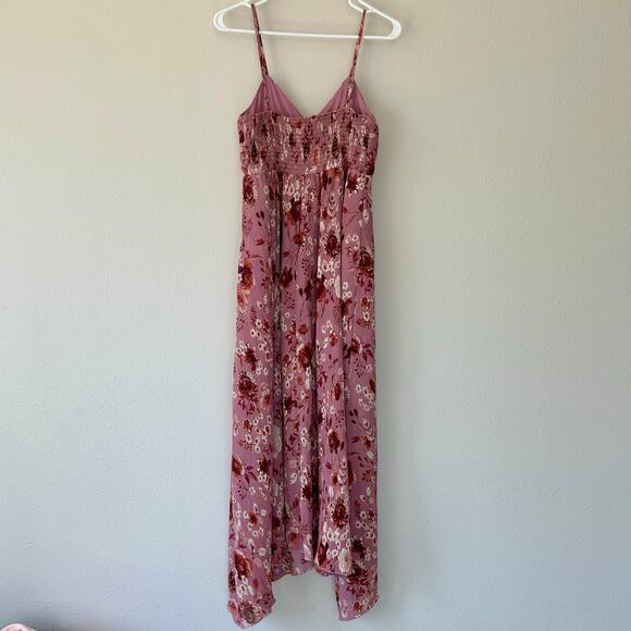 New Eye Shadow floral asymmetric hem twist babydoll empire waist sundress pink M - Picture 7 of 14